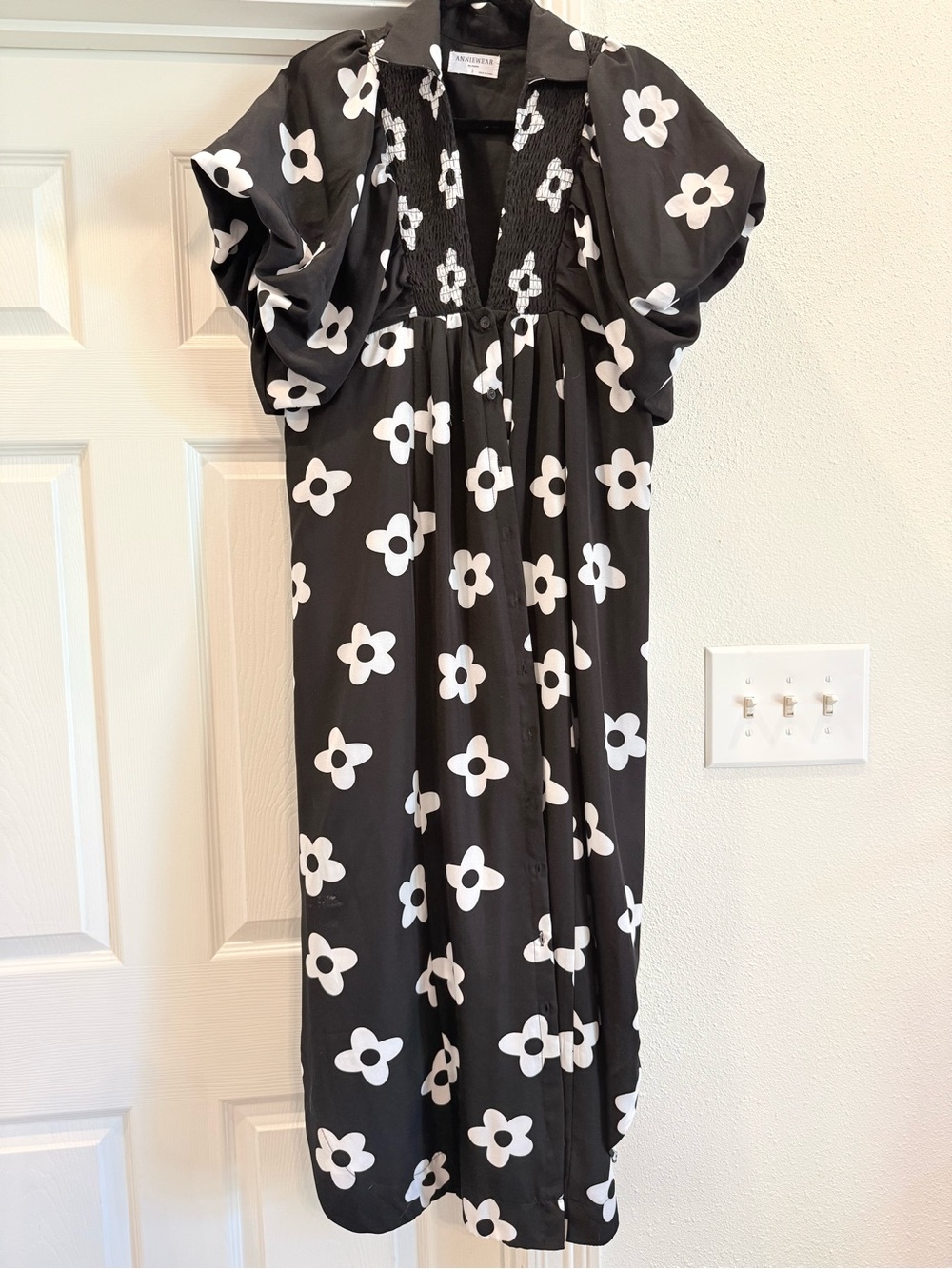 Black Floral Maxi Dress with Puff Sleeves